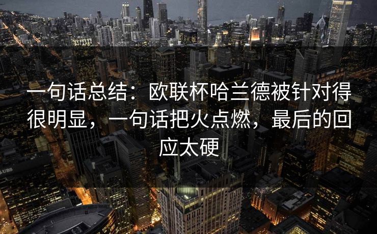 一句话总结：欧联杯哈兰德被针对得很明显，一句话把火点燃，最后的回应太硬