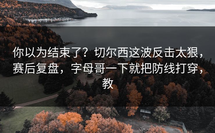 你以为结束了？切尔西这波反击太狠，赛后复盘，字母哥一下就把防线打穿，教